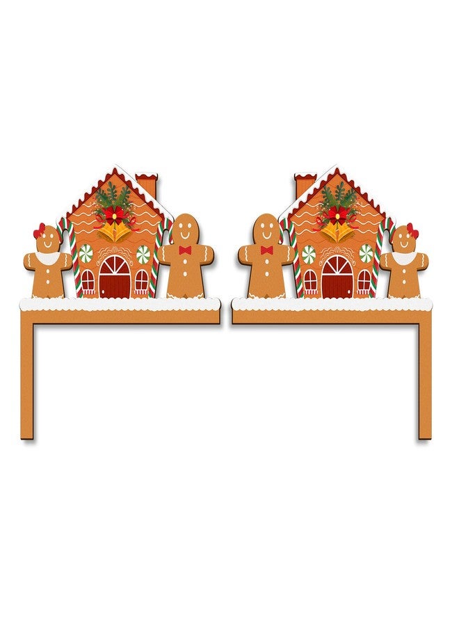 Pigort 2pcs Funny Christmas Door/Window Corner Decorations - Snowman Santa Windows Walls DIY Craft for Christmas Party Ornament (Gingerbread) - Image 1
